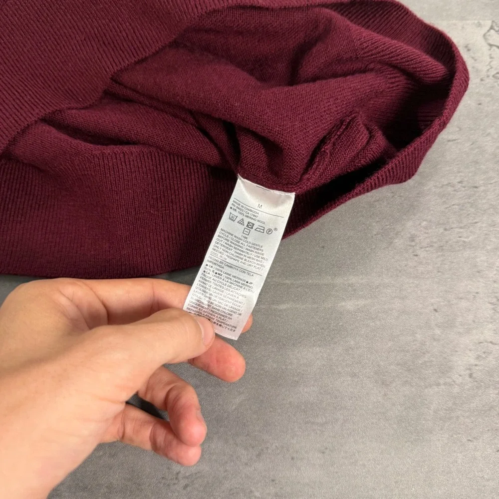Banana Republic Sweater Mens M Merino Wool Red Wine Burgundy Quarter-Zip NEW $95